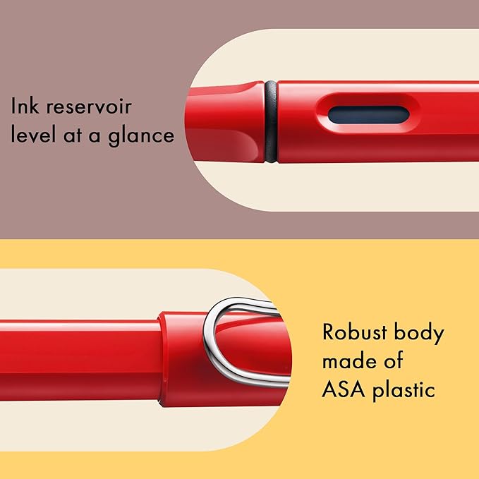 LAMY safari red - Fountain Pen with ergonomic grip & polished steel nib in size EF - ideal for any Writing & Calligraphy - including LAMY T 10 blue cartridge - Right-Handed