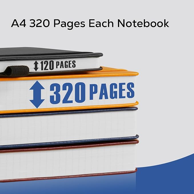 Hardcover Journal Notebook 8.5 x 11, 320 Pages Large A4 Notebook Journal College Ruled for School Work, Big Leather Journal for Writing Women Men, 100Gsm Lined Paper, Blue