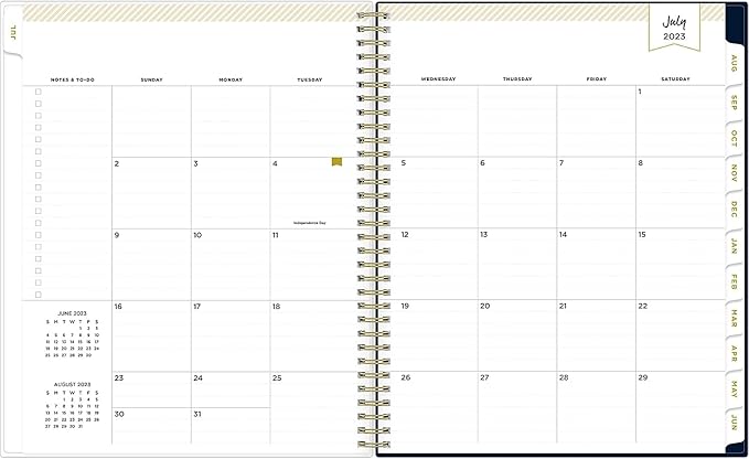 Blue Sky Day Designer for 2023-2024 Academic Year Weekly and Monthly Planner, 8.5' x 11', Flexible Cover, Wirebound, Peyton Navy (107924-A24)