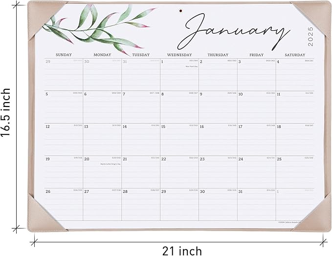 Cabbrix Desk Calendar 2025 with Desktop Mat, Large Desk Pad Calendar 21" x 16-1/2" Runs From Now to December 2025, Desk Blotter Calendar for Home School and Office, Apricot