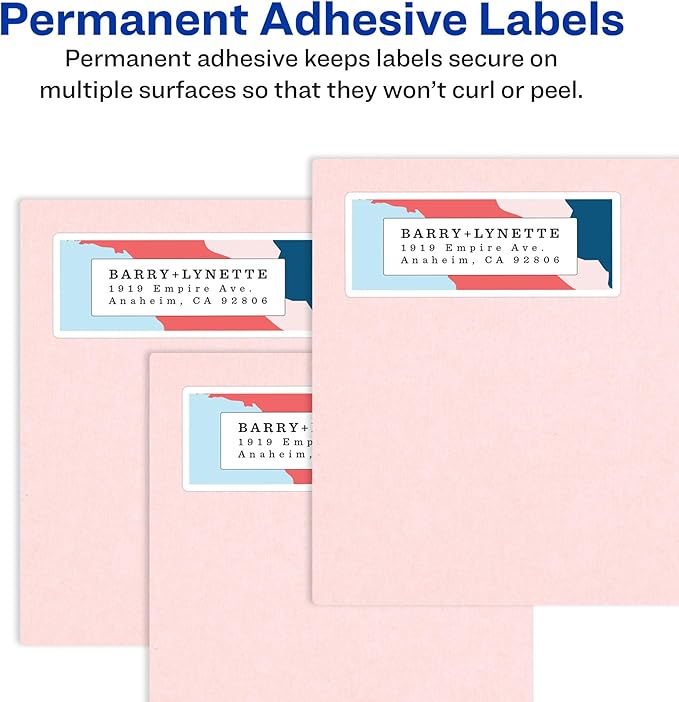 Avery Return Address Labels with Sure Feed and Easy Peel Technology, Glossy White Labels, 2/3" x 1-3/4", Permanent Adhesive, Laser/Inkjet, 600 Glossy Labels (6523)