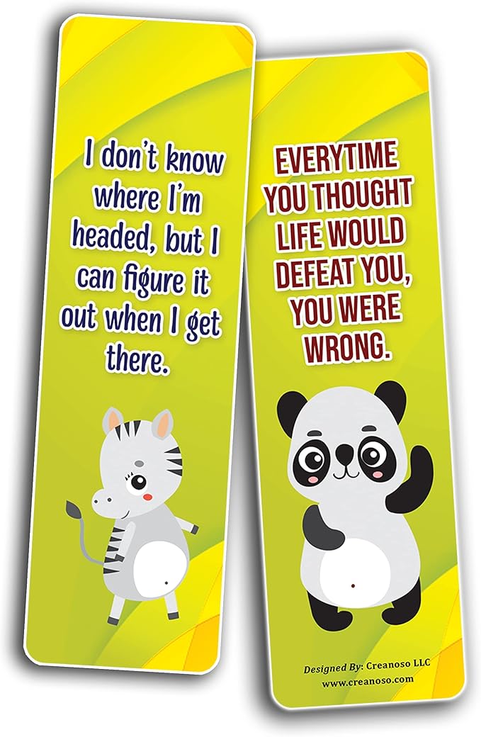 Creanoso Cute Critter Quotes Bookmarks (5-Sets X 6 Cards) – Daily Inspirational Card Set – Interesting Book Page Clippers – Great Gifts for Adults and Professionals