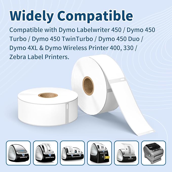 Tacnology 24 Rolls 8400 Labels Direct Thermal Labels Compatible with DYMO 30252 (1-1/8" x 3-1/2") Address & Barcode Labels for Dymo Label 450, 450 Turbo,4X & Zebra Desktop Printers