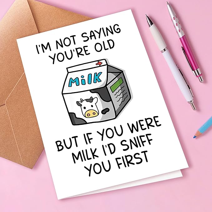 Funny Birthday Card for Him or Her, Old Age Birthday Greeting Card