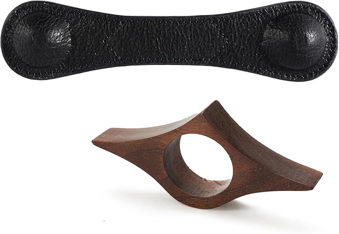 KINIVA Leather Weighted Bookmarks Book Weight Page Holder for Reading,Book Open Holder for Kids Adult,Gifts for Reader (01 Black+04 Wood)