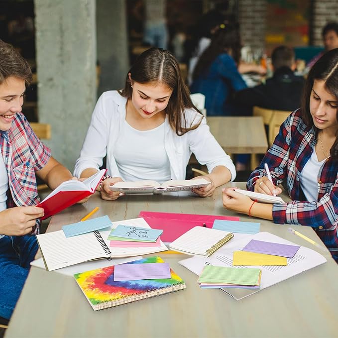 Koogel Index Cards 3 x 5 Inch, 200 Count, Ruled on both Sides, 5 Assorted Colors, Flash Cards for Studying School Supplies, Office