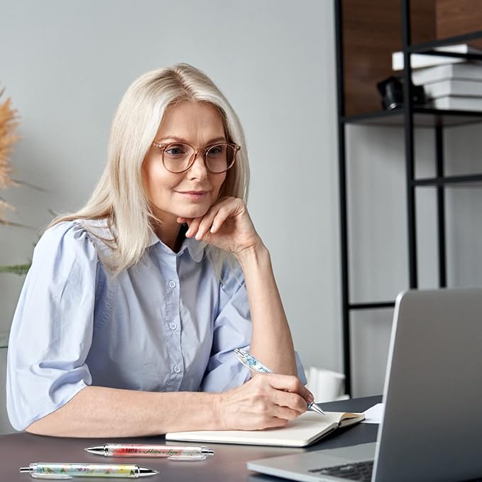 Tinlade 10 Pcs Christian Pens for Women Religious Ink Pens Easter Gifts Inspirational Quotes Bible Verse Ballpoint Funny Office Supplies for Women Men Coworker(Fresh Flower)