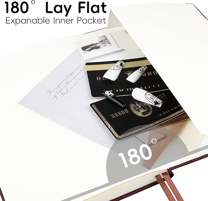 Lined Journal Notebook for Women Men, 192 Pages 100 GSM Thick Paper, Hardcover | Embossed Leather Journals for Writing, A5 College Ruled | Business, Work & School, 5.8"×8.5"(Burgundy)