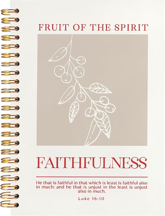 BearCake Fruit of the Spirit Faithfulness Christian Notebook Journal, Christian Gifts for Women, Bible Notebooks for Note Taking, Bible Journaling Notebook, Hardcover Spiral Notebook 5.5x8.3