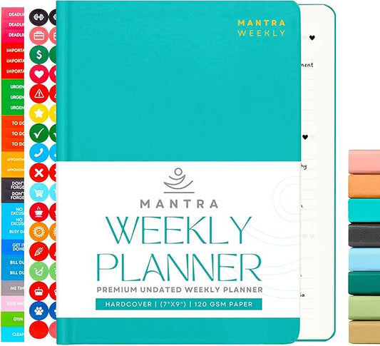 2025 Planner, Daily Journal & Gratitude Journal All-In-One with To Do List, Self Care Prompts & Habit Tracker - 7 x 10 - Teal