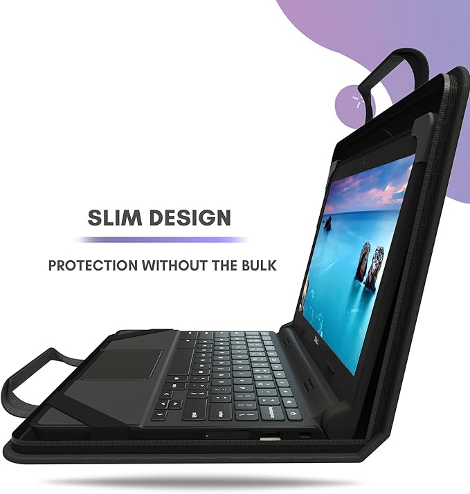 13-14 Inch Protective Always-on Chromebook Hard Case with Accessory Pouch and Adjustable Shoulder Strap