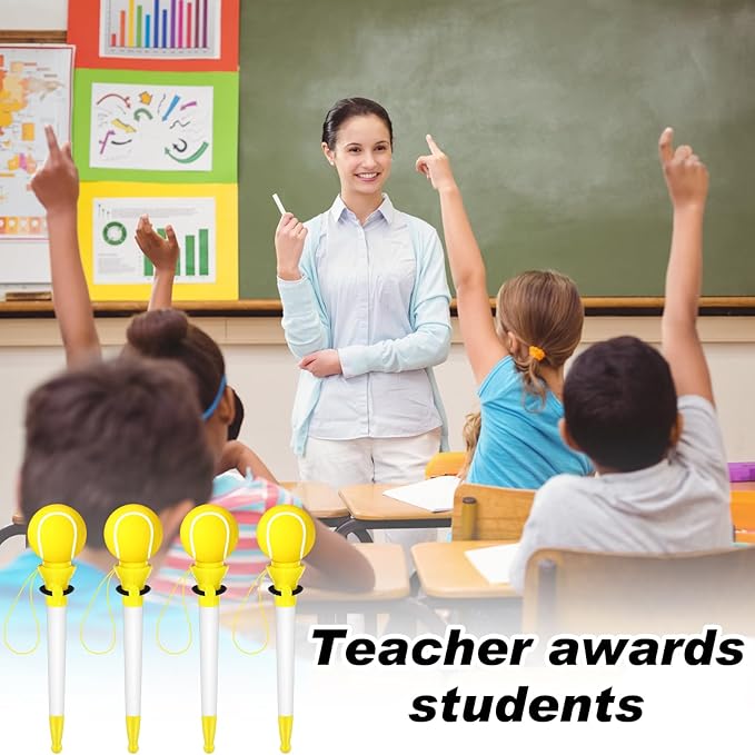 Lincia 24 Pcs Sport Funny Pen Hoop Ballpoint Novelty Bulk Plastic Sports Soccer Basketball Baseball Football Tennis Golf Themed Pen for Birthday Party School Award Party Favor Supplies(Tennis)