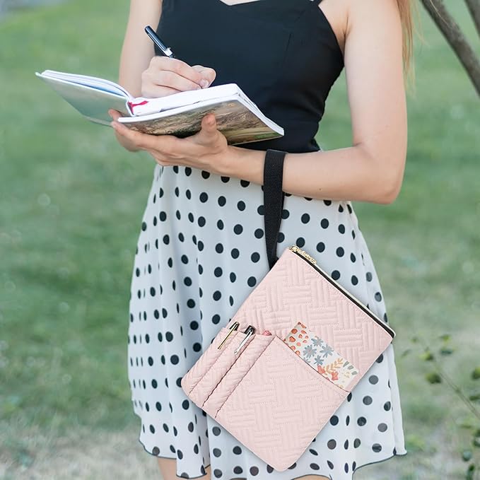 Book Sleeve with Zipper, 11"X9" Padded Book Protector, Washable Quilted Book Covers for Paperbacks, Book Pouch with Pockets for Book Lover Gifts