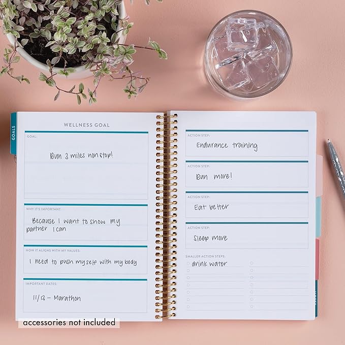 Erin Condren Coiled A5 Daily Wellness Planner, Features 160 Pages of Thick, Bleed Resistant 80 Pound Paper Boost Productivity, Durable, Pretty, Cute, Stylize