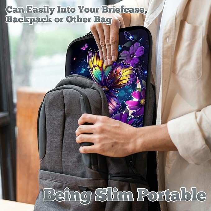 Laptop Sleeve Case Bag 15 inch, Color Moon Butterfly Slim Carrying Case Durable Handbag Travel Laptop Bag for 15 inch MacBook Air M3/M2/15 Pro/Surface Laptop 7/6/5/4/3/ Dell XPS 15 Plus