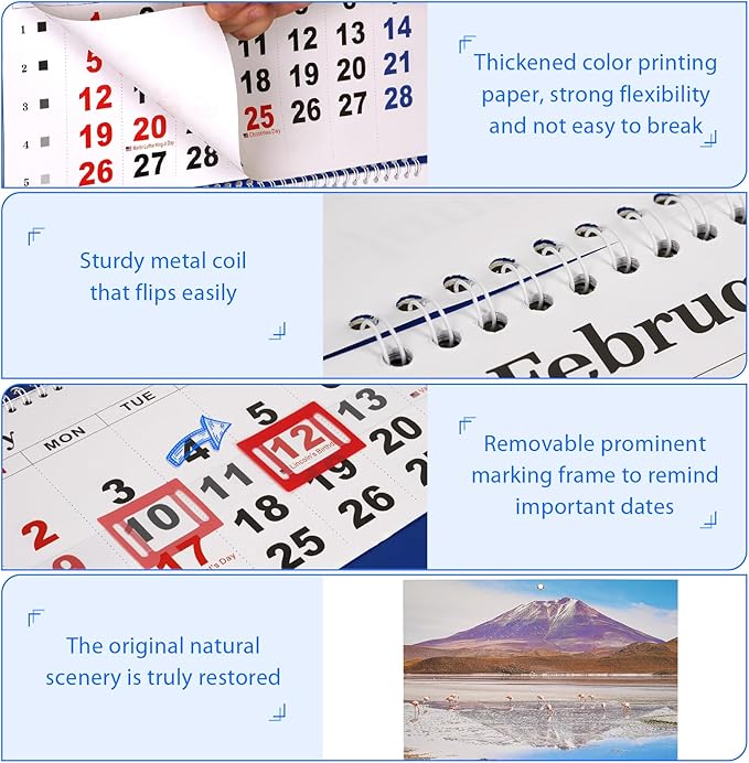 2025 Wall Calendar Large Wall Calendar 3 Month Display Vertical Calendar with Thick Paper 33" x 13" from Dec 2024 to Jan 2026 for Perfect Daily Planner (Blue-2)
