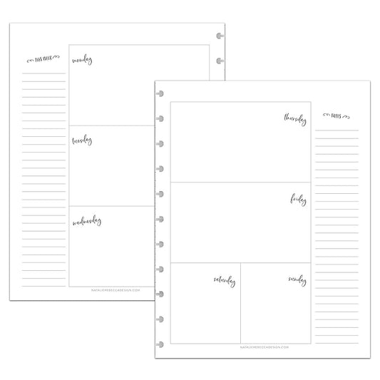 BetterNote Horizontal Undated Calendar Refill Pages for Disc Notebook, fits The Happy Planner, Discbound Levenger Circa, Staples Arc, TUL (Whimsy- 6 months, 11-Disc, 8.5"x11")