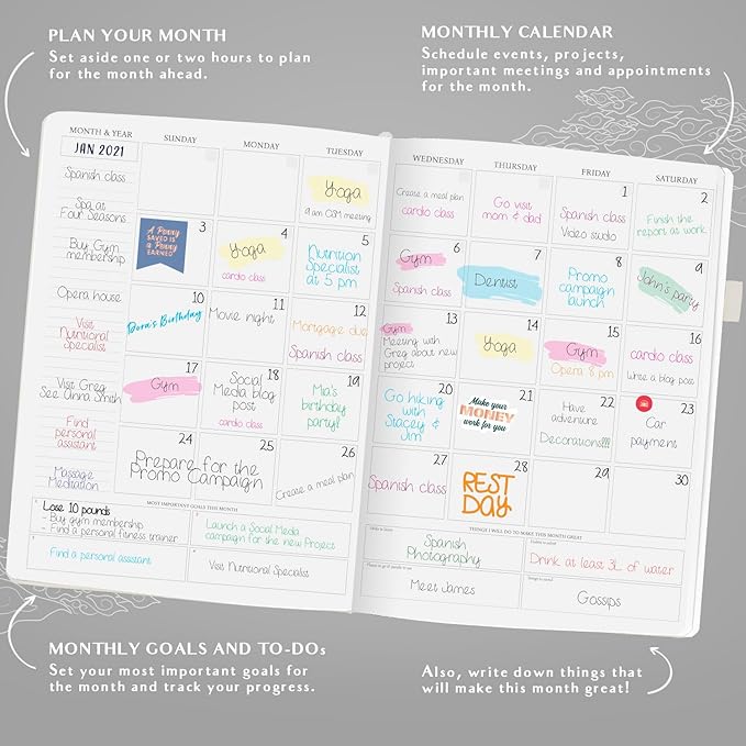 Legend Planner PRO Hourly Schedule - Weekly & Daily Organizer with Time Slots. Appointment Book Journal for Work & Personal, A4 (White Gold)