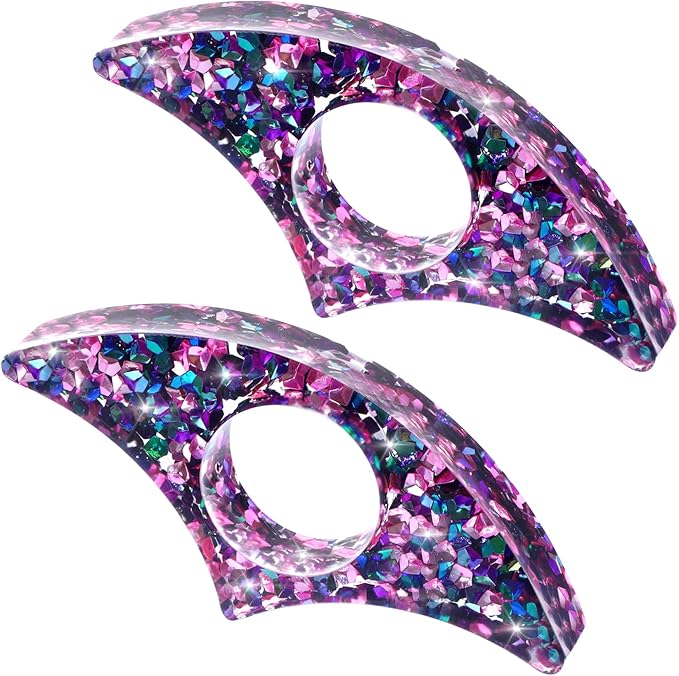 Rhinestones Book Page Holder, Glitter Crystal Thumb Book Holder, Sector Resin Book Opener Handmade Thumb Bookmarks Reading Accessories for Birthday Party Wedding Gifts(Purple Green)