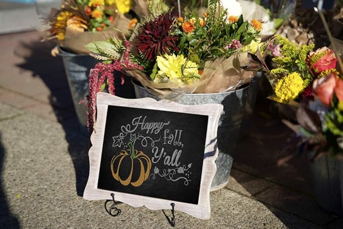 Tabletop Chalkboard Sign with Easel (11x13) + 8 Brilliant Liquid Chalk Markers | Hanging or Freestanding Framed Chalkboard with Hand Crafted Sweetheart Frame - Multipurpose Small Chalkboard Sign