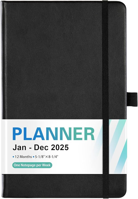 2025 Planner - Weekly & Monthly Planner 2025, Jan. 2025 - Dec. 2025, 5.12"x 8.25", Faux Leather Cover, Pen Loop, Elastic Band, Inner Pocket, Bookmarks, Note Pages, Perfect Organizer