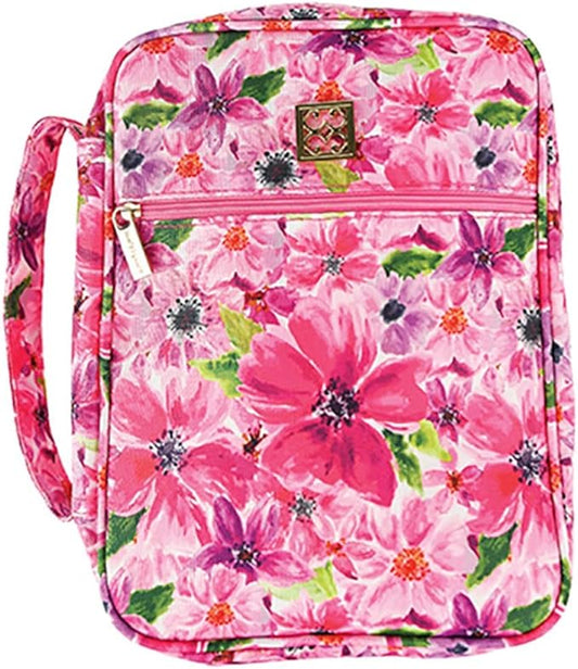 Mary Square Cambridge Pink Floral Bible Cover Case 8 x 10.5 with Handle