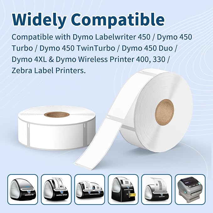 12 Rolls Direct Thermal Labels Compatible DYMO 30336 1" x2-1/8 Address & Barcode Labels, 6000Pcs Multipurpose Replacement for DYMO Label Writer 450, 450 Turbo, 4XL & Zebra Desktop Printers