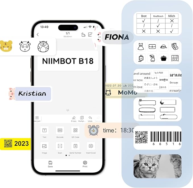 NIIMBOT Thermal Transfer Labels 0.55''x1.57'', Only for B18 Label Maker, PET Material, Waterproof and High-Temperature Resistance, Long Storage Time, White(14x40mm-150)