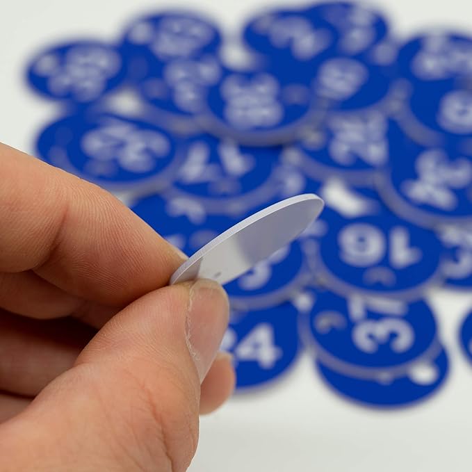 StayMax Plastic ID Number Tags Engraved Tags Key Tags Without Key Rings (201-300, Blue)