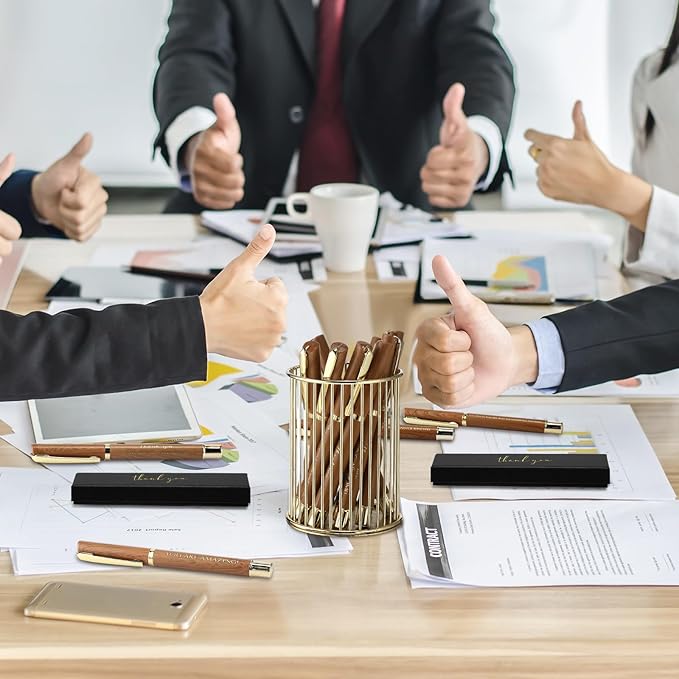 PerKoop 10 Set Thank You Gifts Inspirational Ballpoint Pens with Gift Boxes Bulk Appreciation Party Favors for Employee Coworker Staff Team Friends Office Supplies(Natural,Mixed)