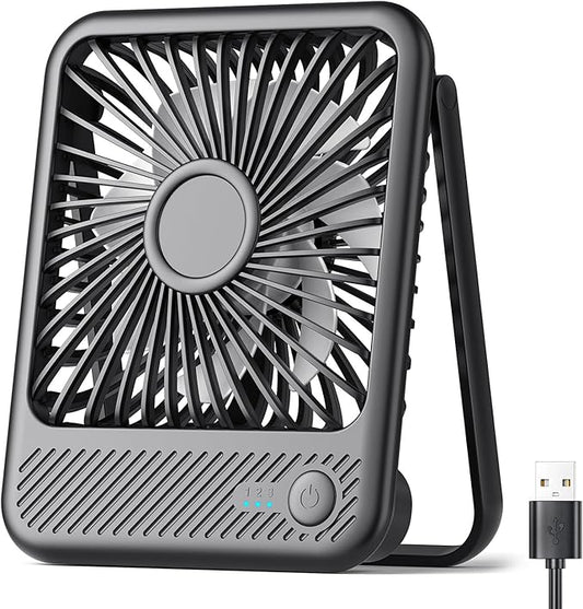Koonie USB Desk Fan, Strong Wind Ultra Quiet Small Personal Fan with 180° Tilt Folding and 3 Speeds Adjustable, USB-C Corded Powered Mini USB Fan for Office Desktop Bedroom, 5in