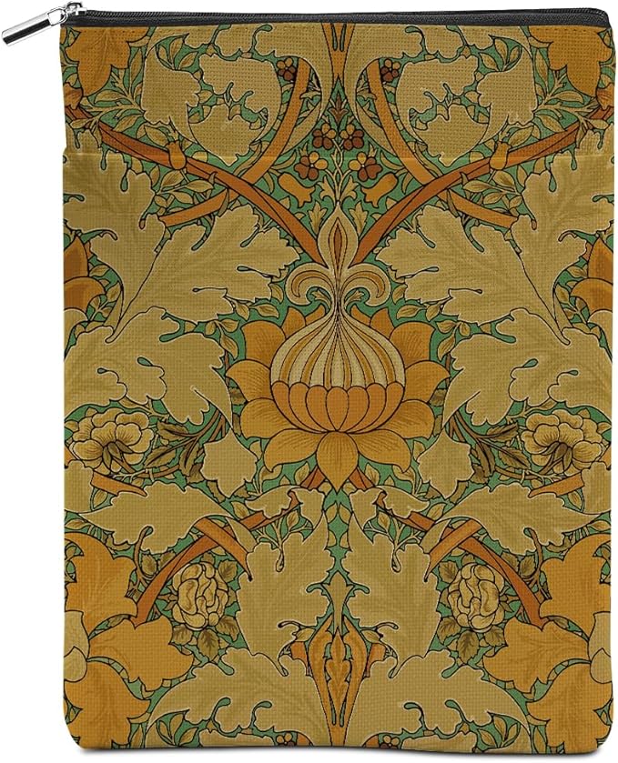 Vintage Flower Book Sleeve Book Lovers Gifts Autumn Style Waterproof Book Cover Book Accessories Book Covers for Paperbacks Book Pouch Book Protector with Front Pocket for Women Girls Readers Bestie