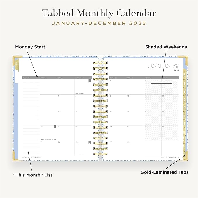 Day Designer 2025 Daily Planner – Premium Planner for Stylish Organization. Combines Monthly Calendar, Hourly Schedule, To-Do List, Gratitude, Goal Setting, Inspirational Quotes & More. Elegant laminated Cover with Gold Accents (Casa Bella)