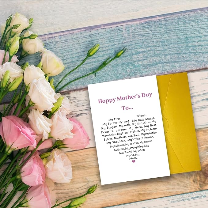 UUEFKTN Cute Mother's Day Card for Mom, Heartfelt Mothers Day Card from Child, Mothers Day Gift from Daughter Son, Poem Mother's day Card for Women, Keepsake Mother's Day Card Gift