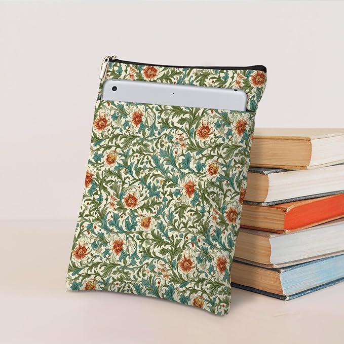 Botanical Book Sleeve, Classic Flower Book Covers for Paperbacks, Floral Book Pouch Book Protector, Book Lovers Gifts for Women Girls Auntie, Book Accessories Book Club Gifts Christmas Birthday Gifts