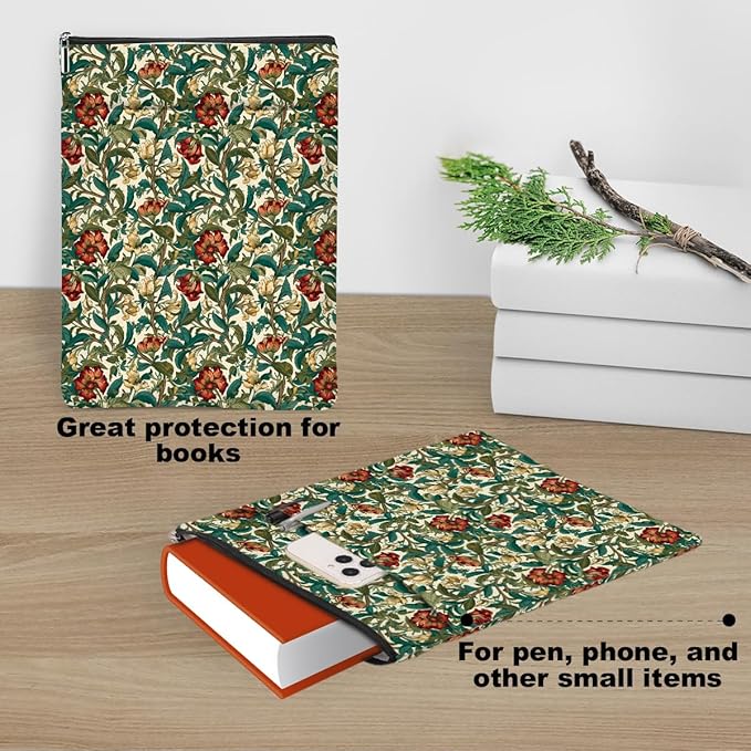 Botanical Book Sleeve, Classic Flower Book Covers for Paperbacks, Floral Book Pouch Book Protector, Book Lovers Gifts for Women Girls Friend, Book Accessories Book Club Gifts Christmas Birthday Gifts