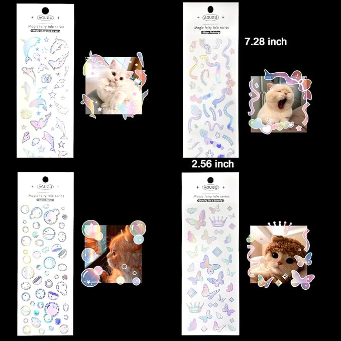 25 Sheets Laser Flashing Deco Stickers Set, Decor Kpop Stickers. for Photocards, Headphones, Water Bottle, Phones, laptops, Planner, Diary Decoration Anything You Like