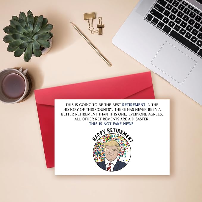 Best Trump Retirement Gifts for Woman Men, Funny Retirement Card for Coworker Colleague, Happy Retirement Decorations, Farewell Gifts for Coworkers