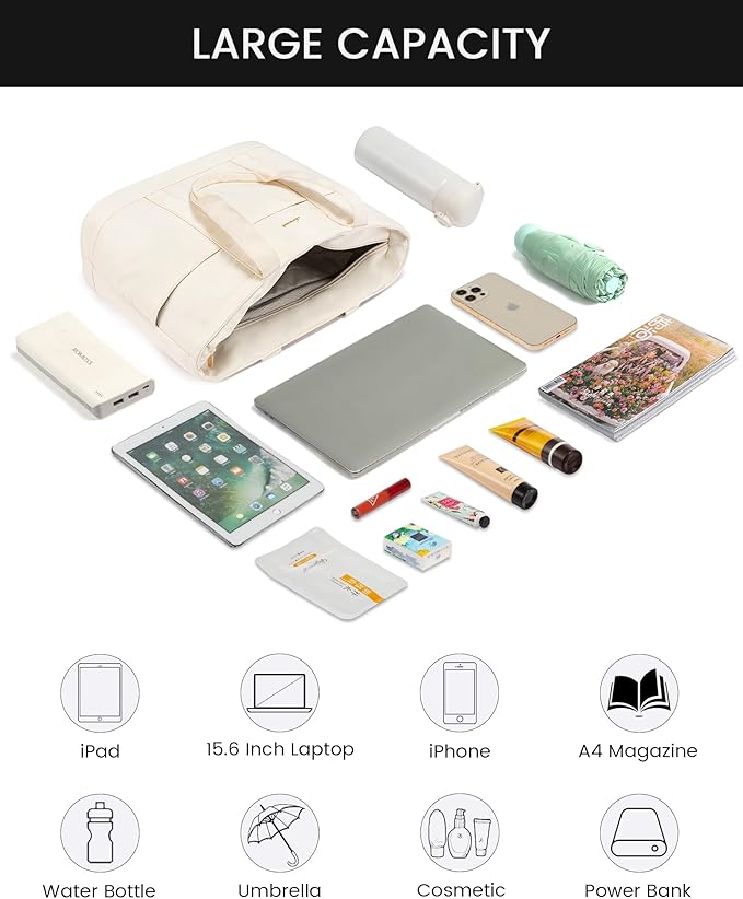 LOVEVOOK Tote Bag for Women，Lightweight Work Bag for Teacher, 15.6 Inch Laptop Bag，Large Shoulder Bag