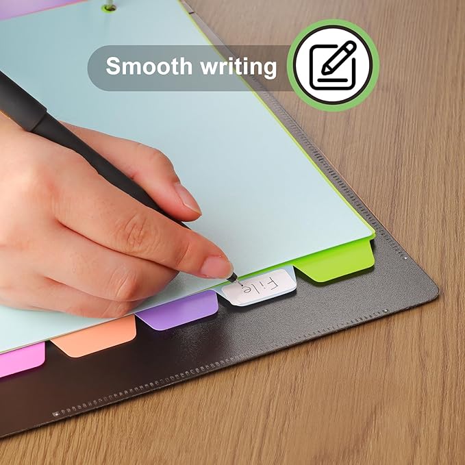 HABGP 96Pcs/12 Set Binder Dividers with Tabs, 8 Color Tab for 3 Ring Binder Dividers, Page Folder Dividers for 3 Ring Binder Sheet Paper Protectors, Plastic Tabbed File Dividers with Tabs