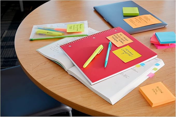 Post-it Super Sticky Notes, 12 Sticky Note Pads, 3 x 3 in., School Supplies, Office Products, Sticky Notes for Vertical Surfaces, Monitors, Walls and Windows, Energy Boost Collection