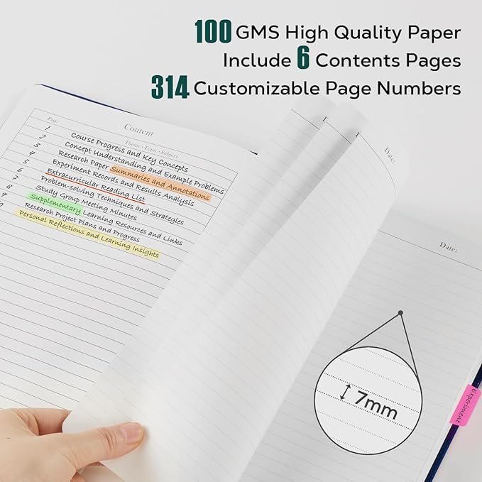 Hardcover Notebook Journal, A5 Lined Daily Journal College Ruled Notebook for Women Men, 320 Pages Thick Writing Journal Notebook for School Work, Dark Green Leather Notebook, 5.7'' X 8.4''