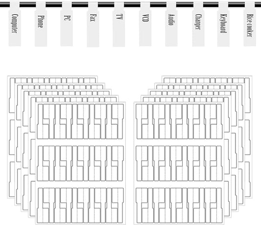 White Cable Labels, 300 Premium Wire Label Tags for Electronics, Printable Cord Labeling Tags for Ethernet and Network, Write on Labels for Cable Management