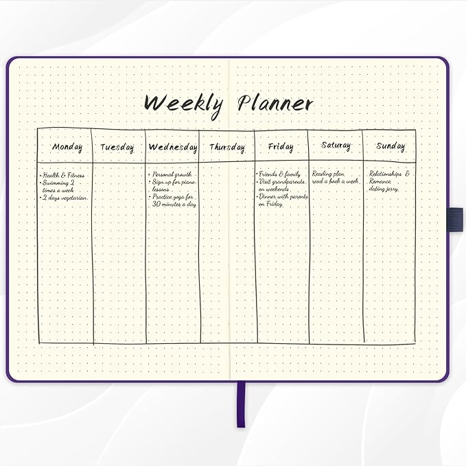 Dotted Journal/Notebook - Dot Grid Hard Cover Notebook, Premium Thick Paper with Fine Inner Pocket, Black Smooth Faux Leather, Pen Loop, 5.3'' x 8.26'' - Periwinkle