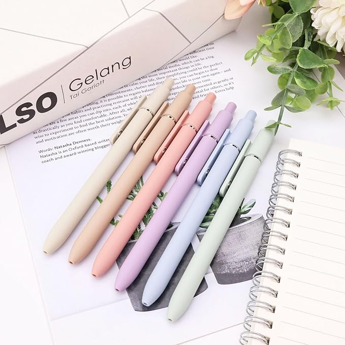 ITAWIXS 6Pcs Cute Gel Pens, 0.5mm Fine Point Smooth Writing Pens, Aesthetic Pens for Journaling Note Taking, Office School Supplies, Gifts for Women
