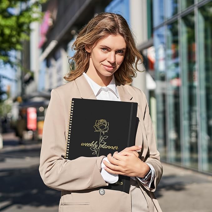 2025 Planner Weekly and Monthly, Calendar Planner with Monthly Tabs, 2025 Weekly Planner from Jan 2025 - Dec 2025, Weekly Monthly Planner with Spiral Binding- 6.3" X 8.5", Black