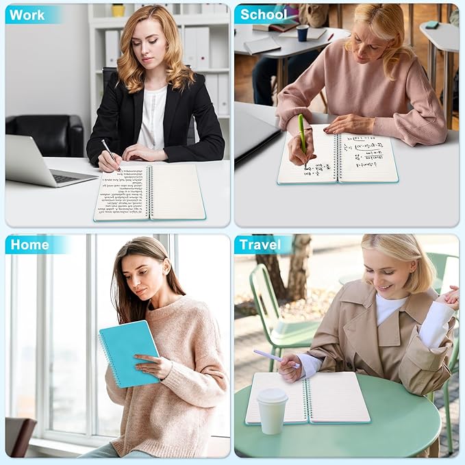 Light Blue Lined Spiral Journal Notebook with 160 Pages, 8×5.7in, A5 Spiral Notebook, Journaling Notebooks for Work, School, Women, Men, College Ruled Spiral Notebook, Hardcover Leather Journals