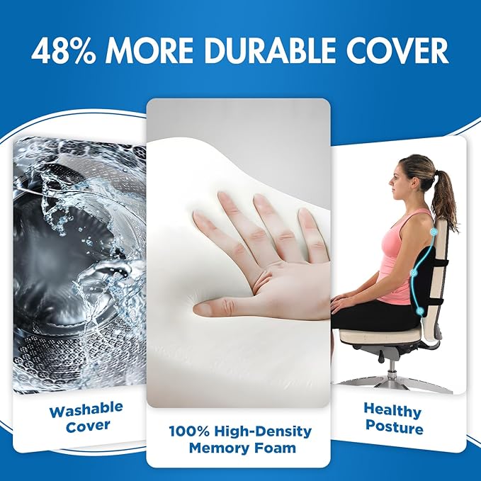 Lumbar Support Pillow for Office Chair Car, Gaming Chair Lower Back Pain Relief Memory Foam Cushion with 3D Mesh Cover Ergonomic Orthopedic Back Rest Lower Back Support