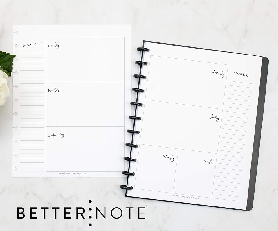 BetterNote Horizontal Undated Calendar Refill Pages for Disc Notebook, fits The Happy Planner, Discbound Levenger Circa, Staples Arc, TUL (Whimsy- 12 months, 11-Disc, 8.5"x11")
