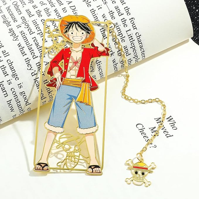 One Pieces Anime Luffy Shanks Uta Book Mark - Brass Metal Bookmark, Stationery School Supplies, Gift for Book Lover, Friends, Anime Fans Collection (Luffy)